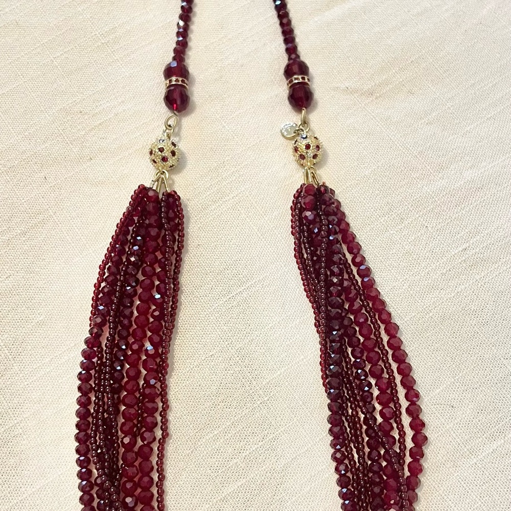 Talbots Deep Red Beaded Necklace